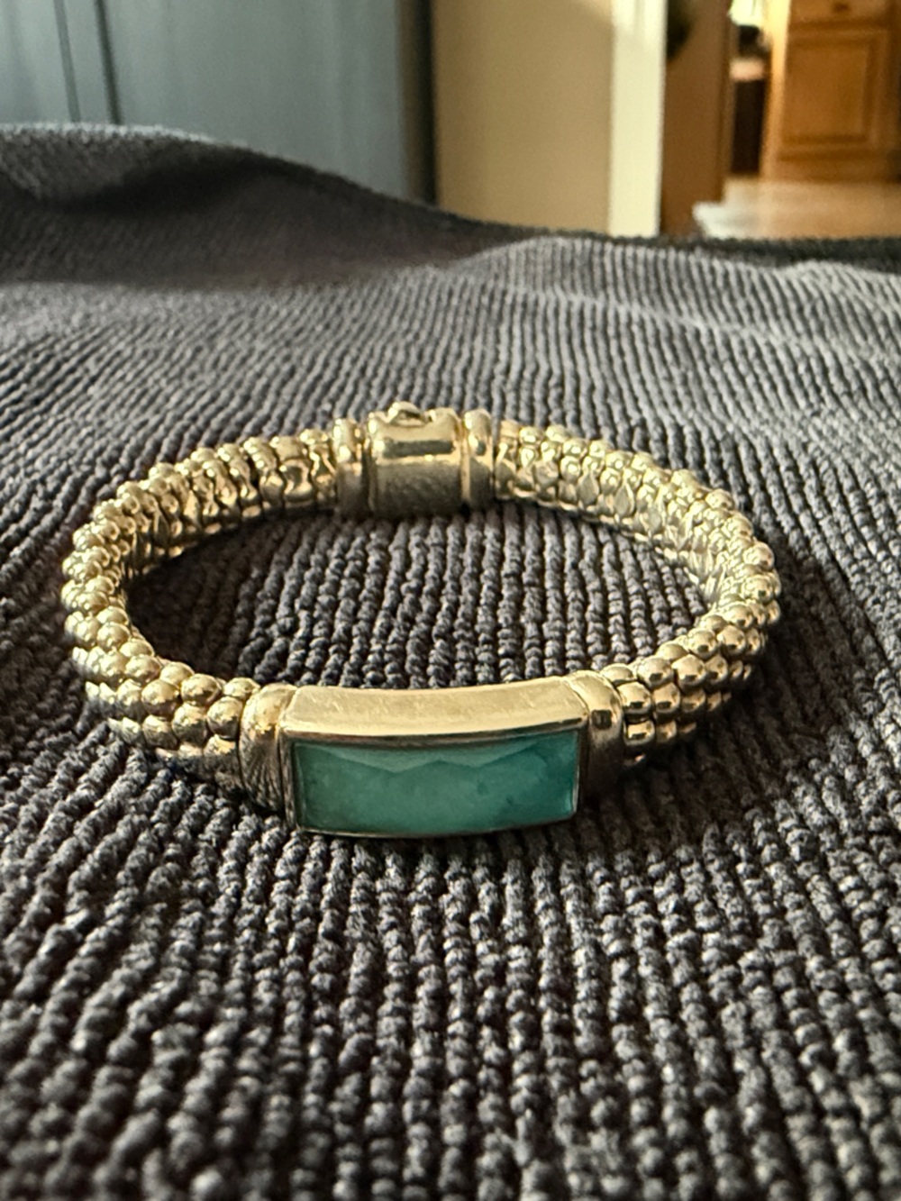 LAGOS Caviar Sterling Silver Blue Amazonite Bracelet 925 with Pouch - Picture 4 of 4